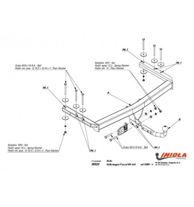 Фаркоп на Volkswagen Passat B5 W/020