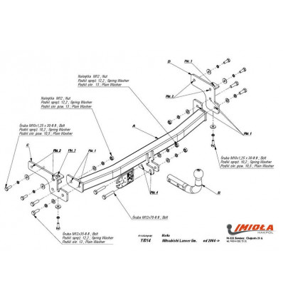 Фаркоп на Mitsubishi Lancer Y/014