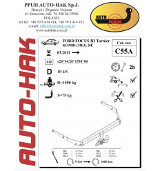 Фаркоп на Ford Focus 3 C 55A