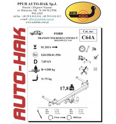 Фаркоп на Ford Tourneo Connect C 64A