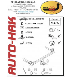 Фаркоп на Honda Civic Y 37A