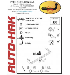 Фаркоп на Hyundai Accent J 56