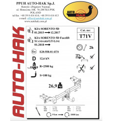 Фаркоп на Kia Sorento T 71V