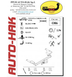 Фаркоп на Toyota Corolla 0 86