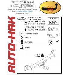 Фаркоп на Porsche Cayenne K 46V