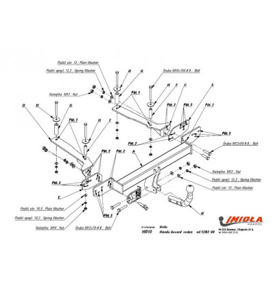 Фаркоп на Honda Accord  H/010