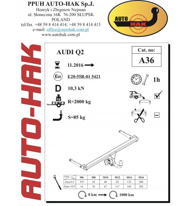 Фаркоп на Audi Q2 A 36