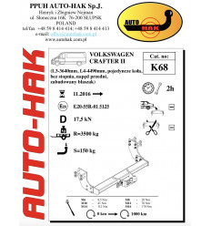 Фаркоп на Volkswagen Crafter K 68