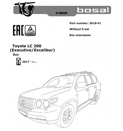 Фаркоп на Toyota Land Cruiser 200 3018-FL