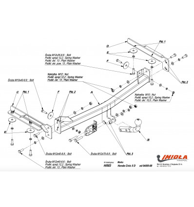 Фаркоп на Honda Civic H/003