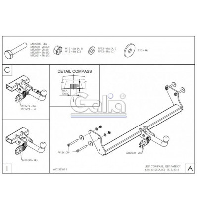 Оцинкованный фаркоп на Jeep Compass J012A