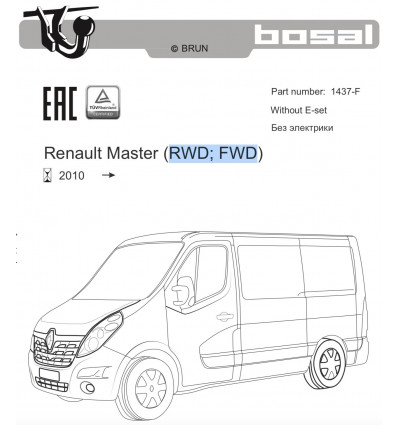 Фаркоп на Renault Master 1437-F