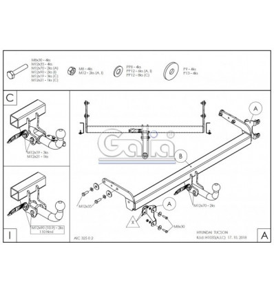 Оцинкованный фаркоп на Hyundai Tucson H103A