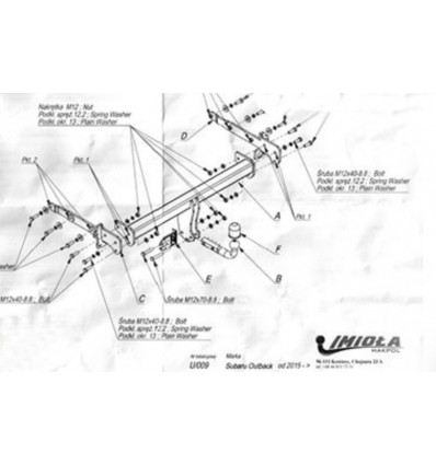 Фаркоп на Subaru Outback U/009