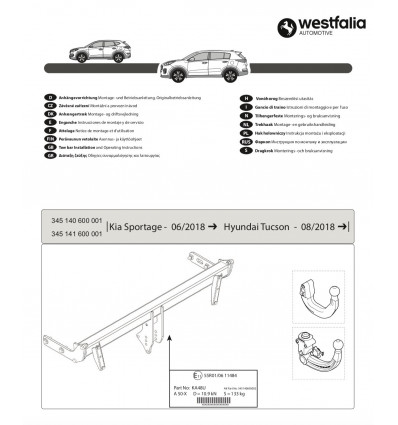 Фаркоп на Hyundai Tucson 345141600001