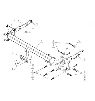 Фаркоп на Mercedes ML MB07