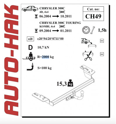 Фаркоп на Chrysler 300C CH 49