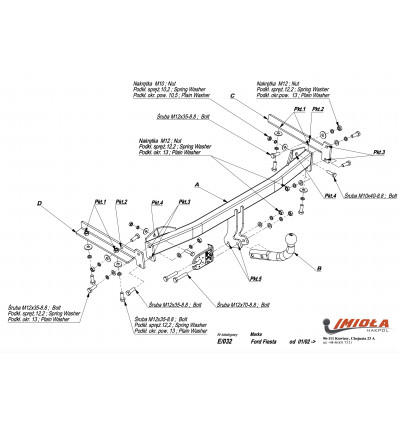 Фаркоп на Ford Fiesta E/032