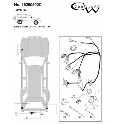 Штатная электрика к фаркопу на Toyota Land Cruiser 120 16250502