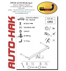 Фаркоп на Toyota Prius 0 92