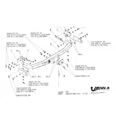 Фаркоп на Mitsubishi Pajero Sport Y/027