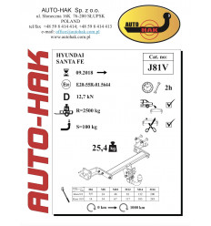 Фаркоп на Hyundai Santa Fe J 81V