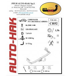 Фаркоп на Chrysler PT Cruiser CH 52