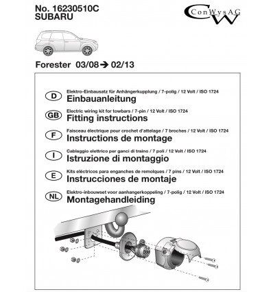 Штатная электрика к фаркопу на Subaru Forester 16230510