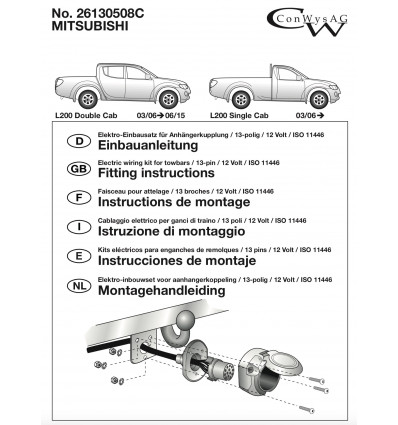 Штатная электрика к фаркопу на Mitsubishi L200 26130508