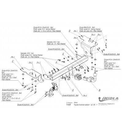 Фаркоп на Toyota Avensis T/А36