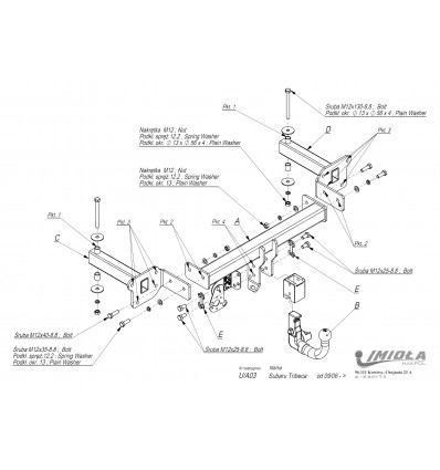 Фаркоп на Subaru Tribeca U/A03