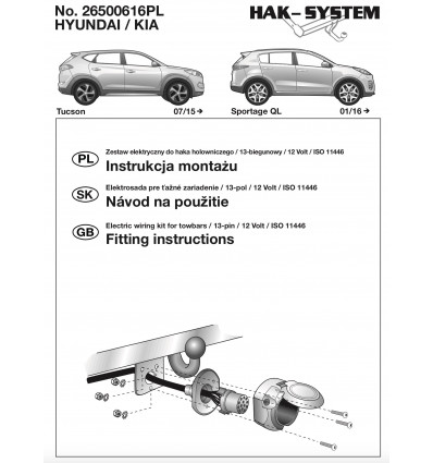 Штатная электрика к фаркопу на Hyundai Tucson 26500616