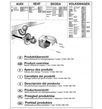 Электрика оригинальная к фаркопу на Seat Altea , Altea XL , Leon, Toledo,  Alhambra 12500559