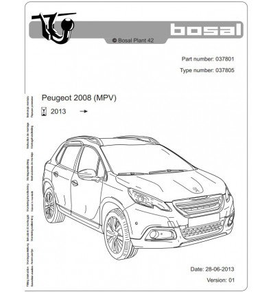 Фаркоп на Peugeot 2008 037-801