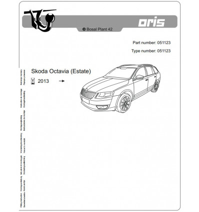 Фаркоп на Skoda Octavia 3 051-123