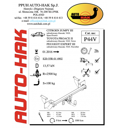 Фаркоп на Toyota Proace P 44V