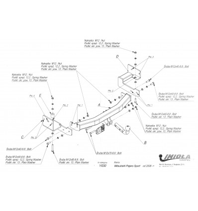 Фаркоп на Mitsubishi Pajero Sport Y/030