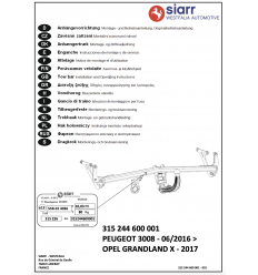 Фаркоп на Peugeot 3008 315244600001