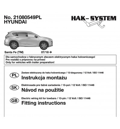 Штатная электрика к фаркопу на Hyundai Santa Fe 21080549