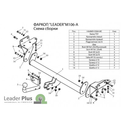 Фаркоп на Mitsubishi Outlander M106-A