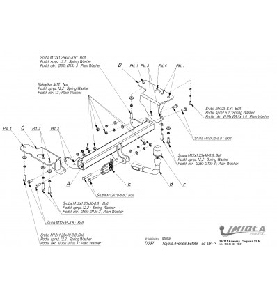 Фаркоп на Toyota Avensis T/037