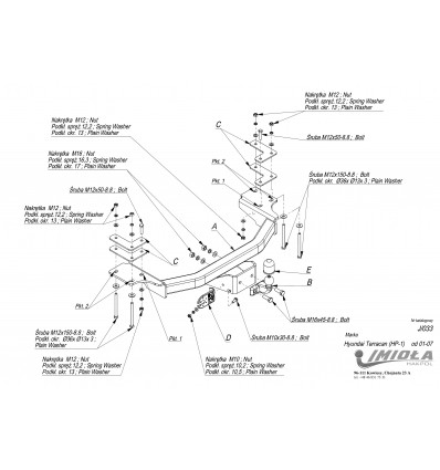 Фаркоп на Hyundai Terracan J/033