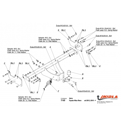 Фаркоп на Toyota Hilux T/103