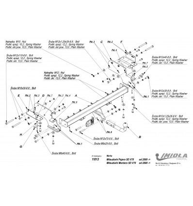 Фаркоп на Mitsubishi Pajero 3 Y/013