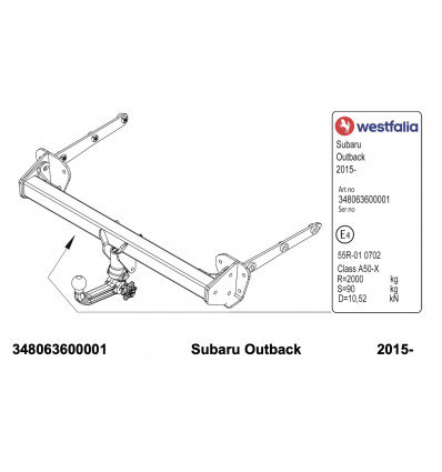 Фаркоп на Subaru Outback 348063600001