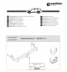 Фаркоп на Renault Koleos 316454600001