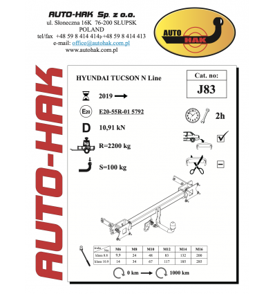 Фаркоп на Hyundai Tucson N Line J 83