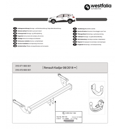 Фаркоп на Renault Kadjar 316472600001