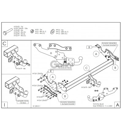 Оцинкованный фаркоп на Toyota Hilux T078A