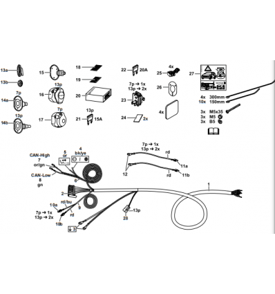 Штатная электрика к фаркопу на BMW 1/2/3/4/5/X3/X4 303352300107